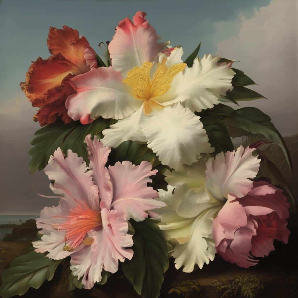 Λουλούδια με αφαιρετικές πινελιές και πρωτοπόρους στην τέχνη, συνδυάζοντας κλασική ομορφιά με σύγχρονες καλλιτεχνικές τάσεις.